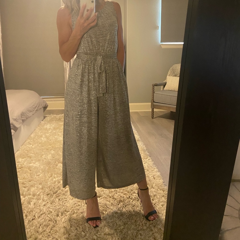 Meadow Rue by Anthropologie silver jumpsuit, XS